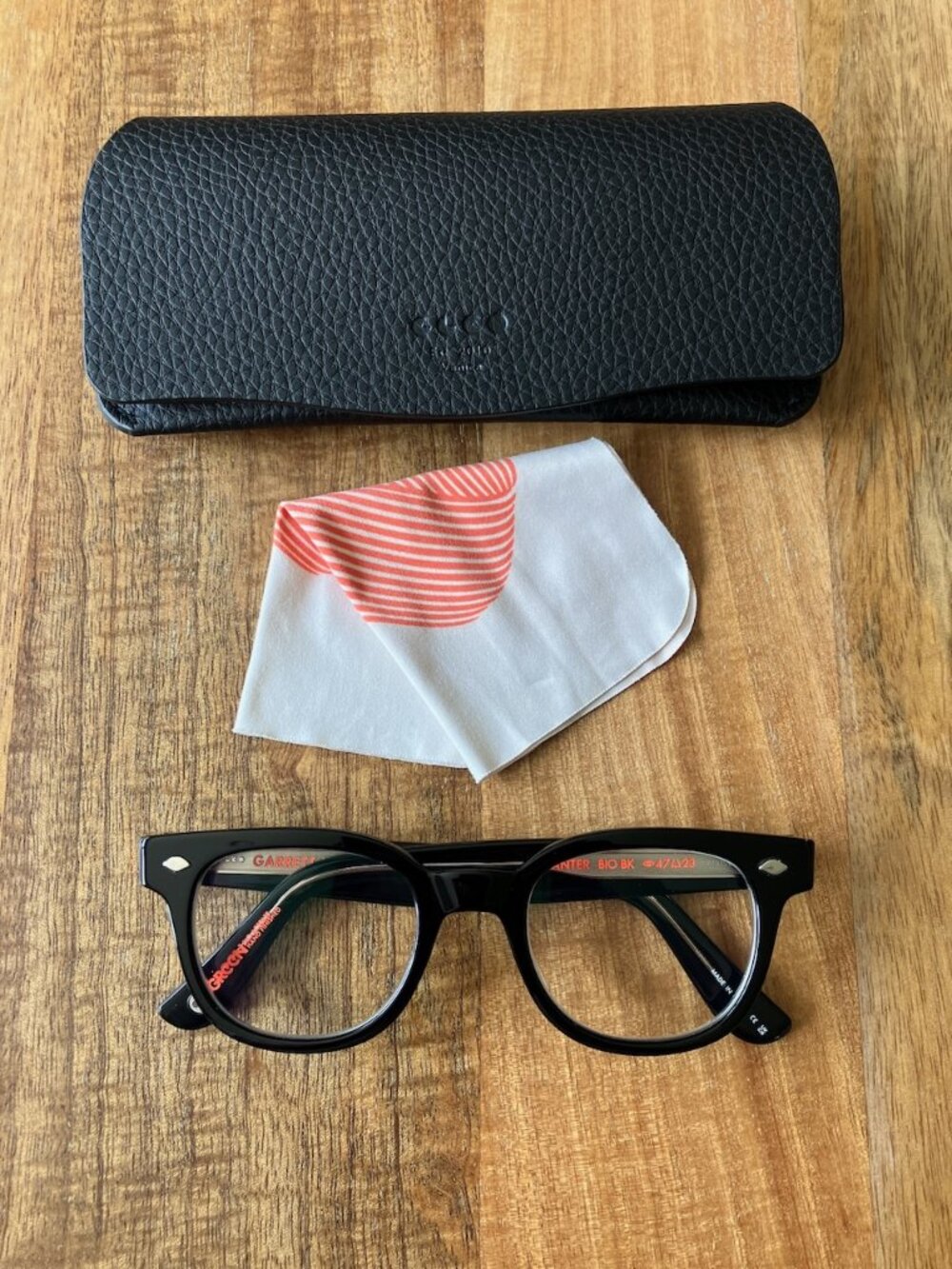 Garrett Leight Canter Black Eyeglass Frames Only Unisex 47-23 Case Cloth GLCO